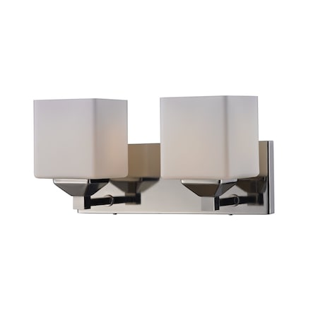 Z-Lite Quube 2 Light Vanity, Chrome & Matte Opal 2105-2V